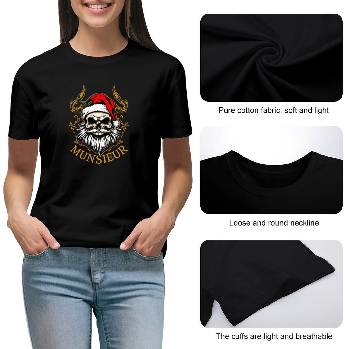 Women's Munsieur T-shirt "Seasons Santa" Christmas Collection