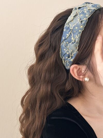 Star Braided Wide Denim Headband - Munsieur