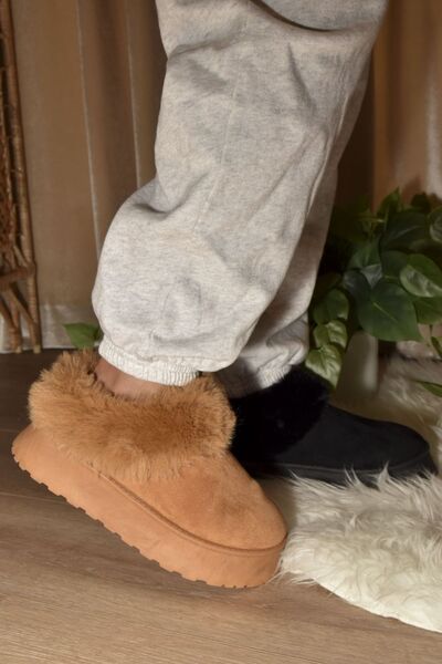 WILD DIVA Faux-Fur Platform Slip On Booties - Munsieur