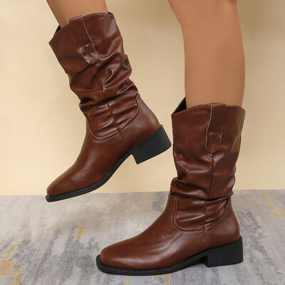 Pleated Pull-On Western Cowboy Boots - Munsieur