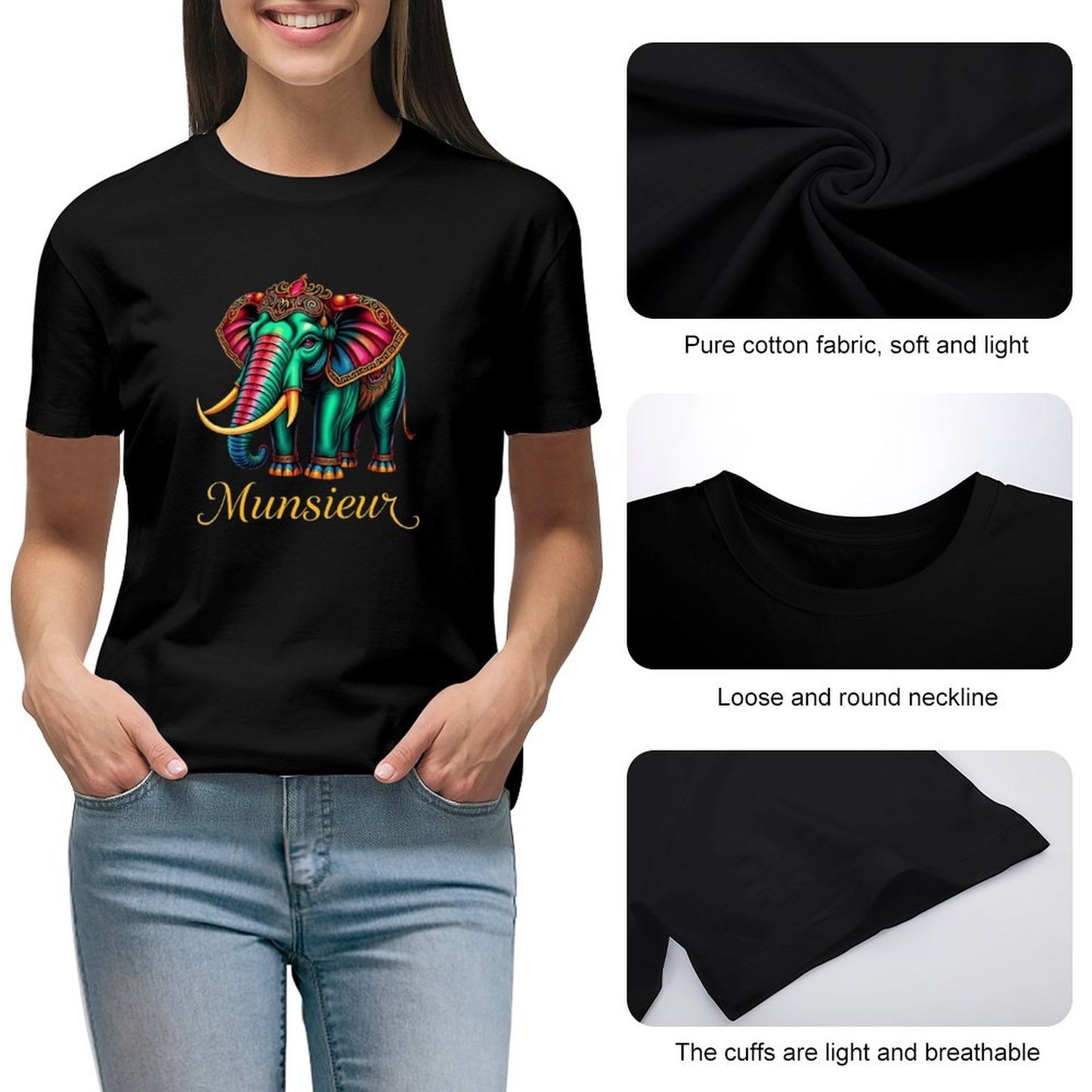 Munsieur T-Shirts for Women "Belaphant" Streetwear Design