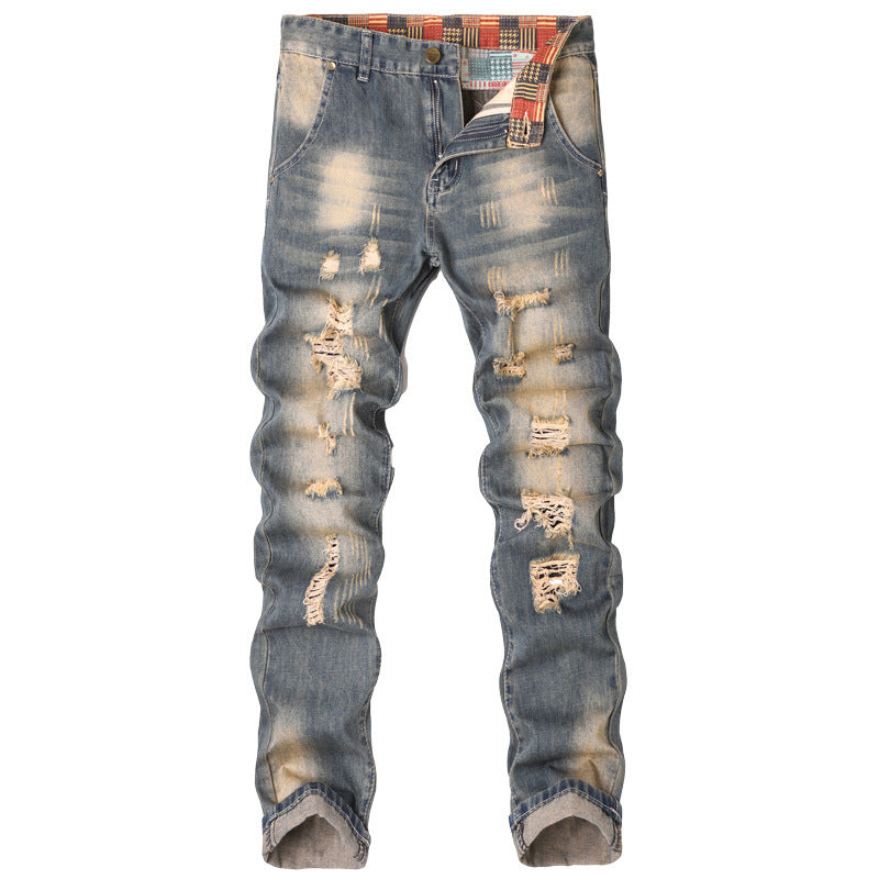 Men's Designer Ripped Pants Old Style 8776