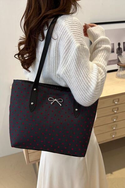 Bow Trim Polyester Tote Bag - Munsieur