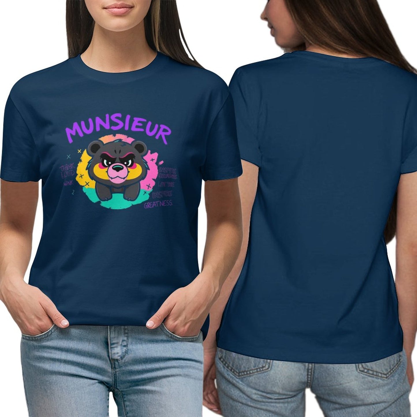 Women's Munsieur T-shirt "Think Loud" Teddy Bear T-shirt