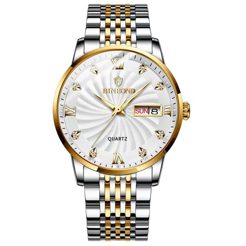 Fashion Quartz Watch Double Calendar Men's Watch Waterproof