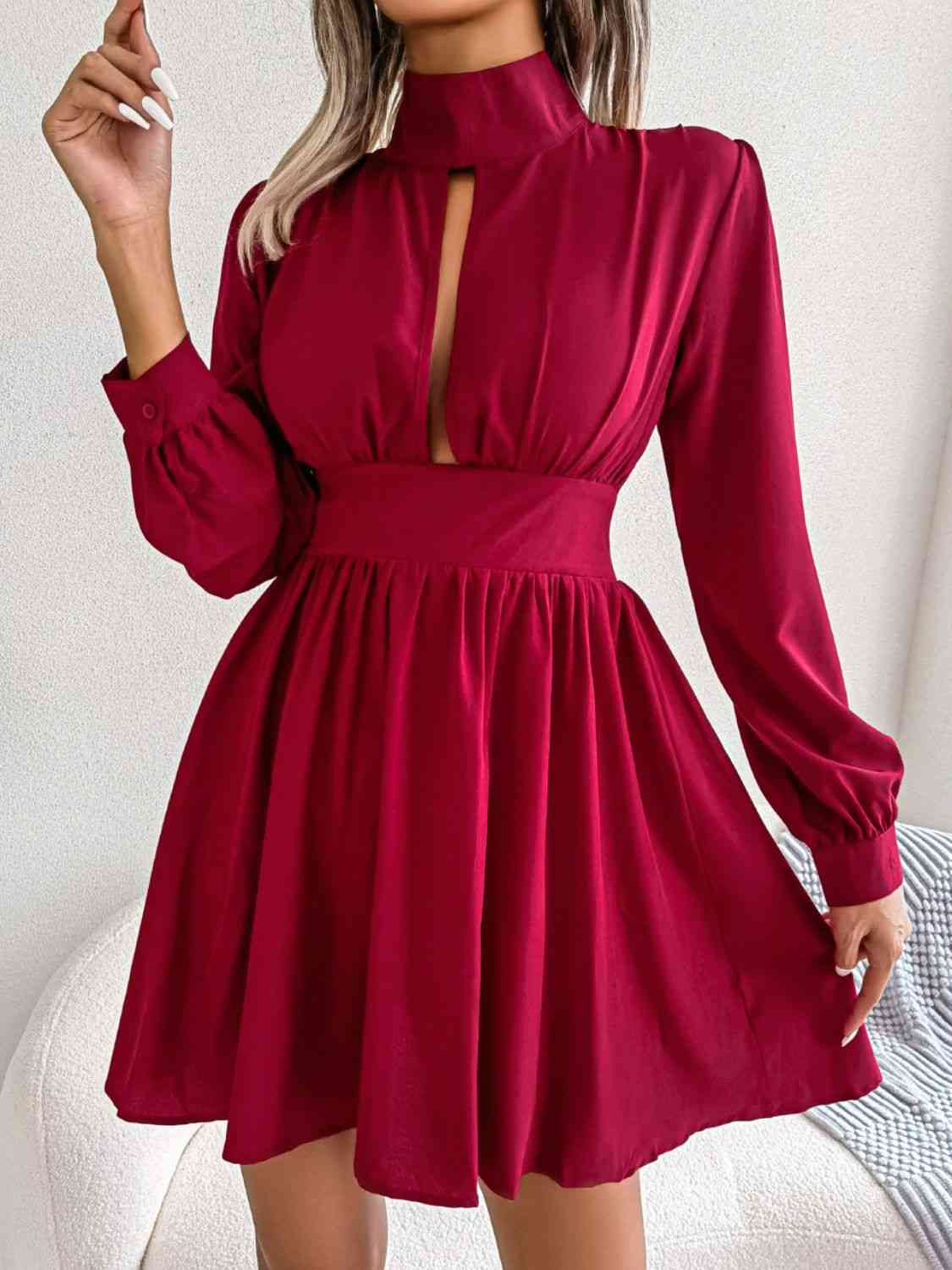 Cutout Turtle A-Line Mini Dress - Munsieur