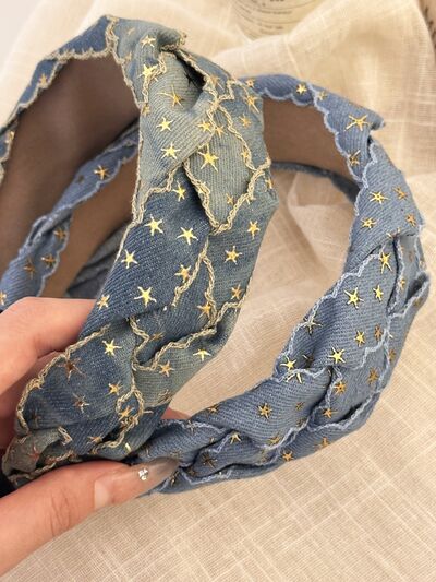 Star Braided Wide Denim Headband - Munsieur