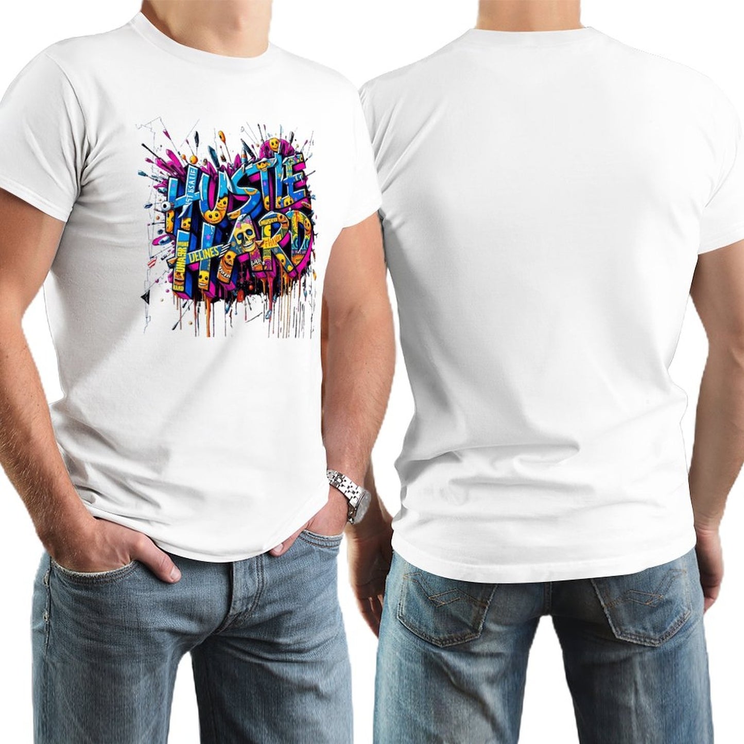 Men's Tee "Hustle Hard" Streetwear Design