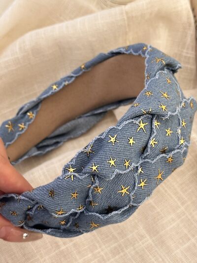 Star Braided Wide Denim Headband - Munsieur