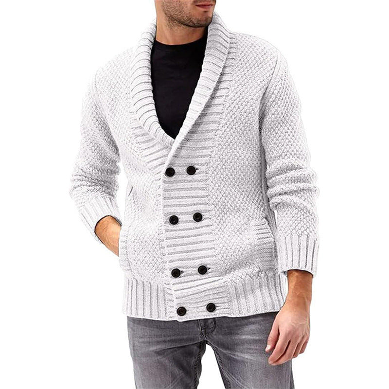 Fashion Simple Solid Color Men's Comfortable Long Sleeve Cardigan Lapel Hoodie