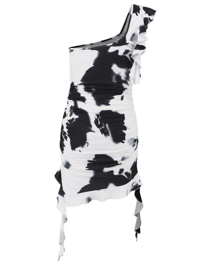 Ruffled Single Shoulder Mini Dress - Munsieur
