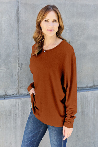 Double Take Full Size Round Neck Long Sleeve T-Shirt - Munsieur