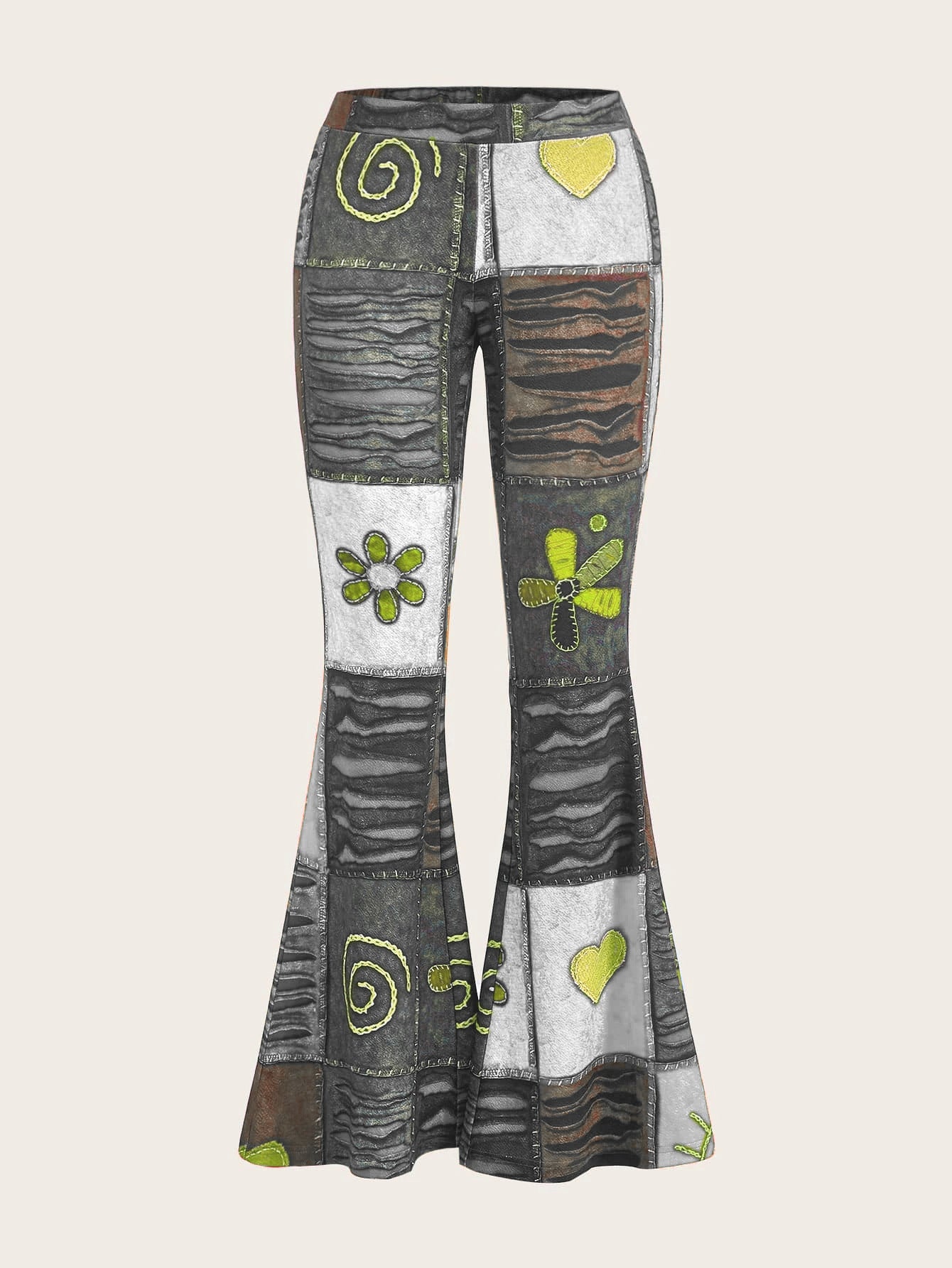 Pattern Abstract Art Style Personality Trend Tight Bootcut Jeans