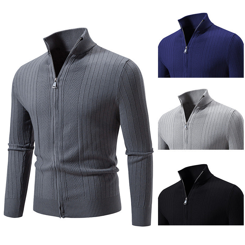 Solid Color Zipper Cardigan Hoodie For Men