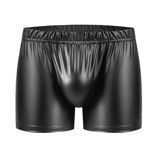 Men's Close-fitting Matte Soft Faux Leather Square Slim Leather Underwear