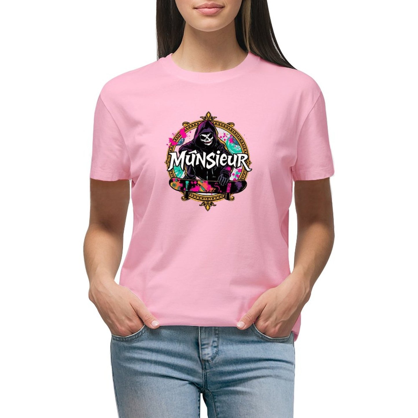 Women's T-shirt Munsieur Brand Streetwear Skater Design Skateboarding