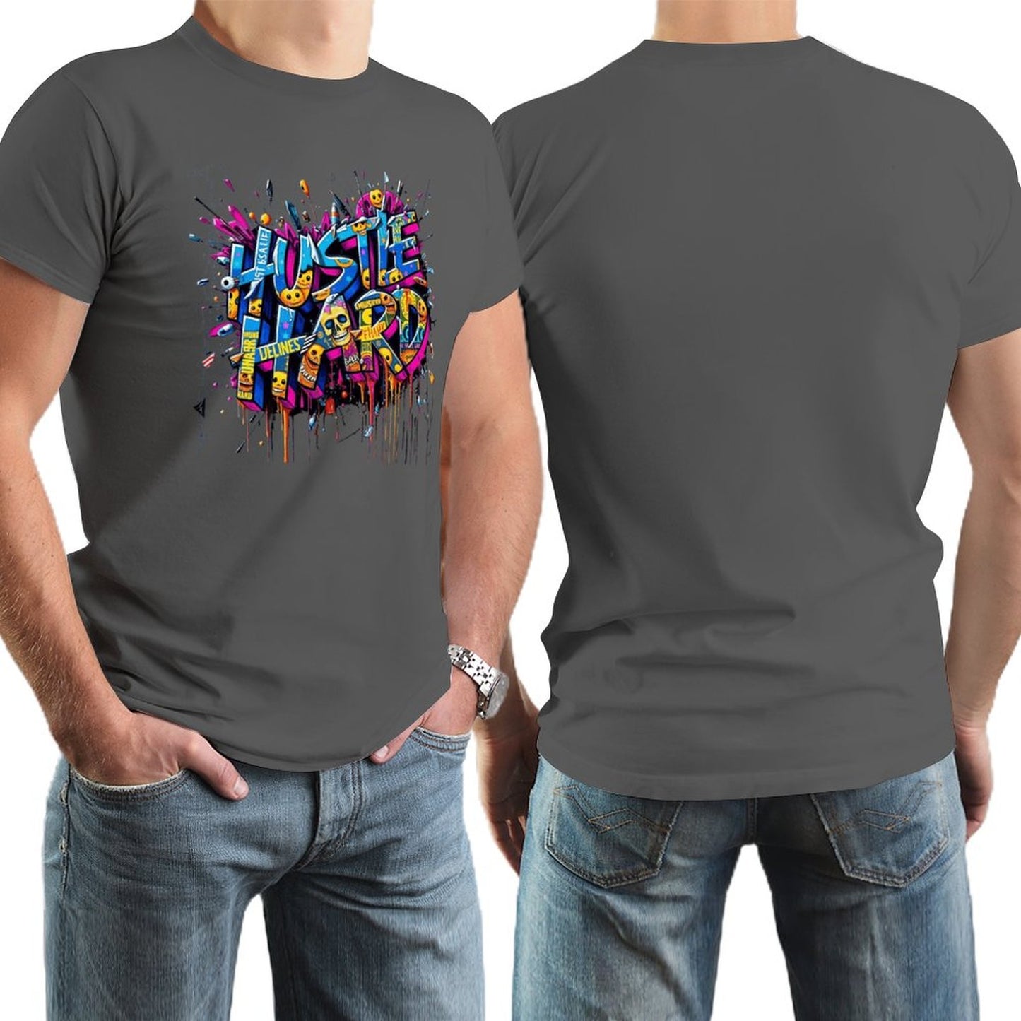 Men's Tee "Hustle Hard" Streetwear Design
