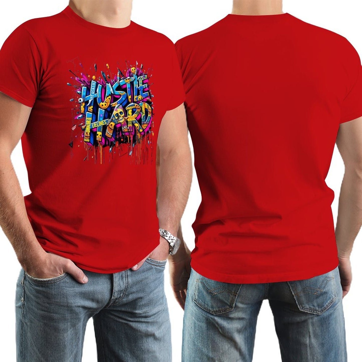 Men's Tee "Hustle Hard" Streetwear Design