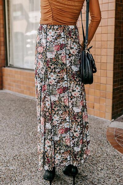 Floral Elastic Waist Maxi Skirt - Munsieur