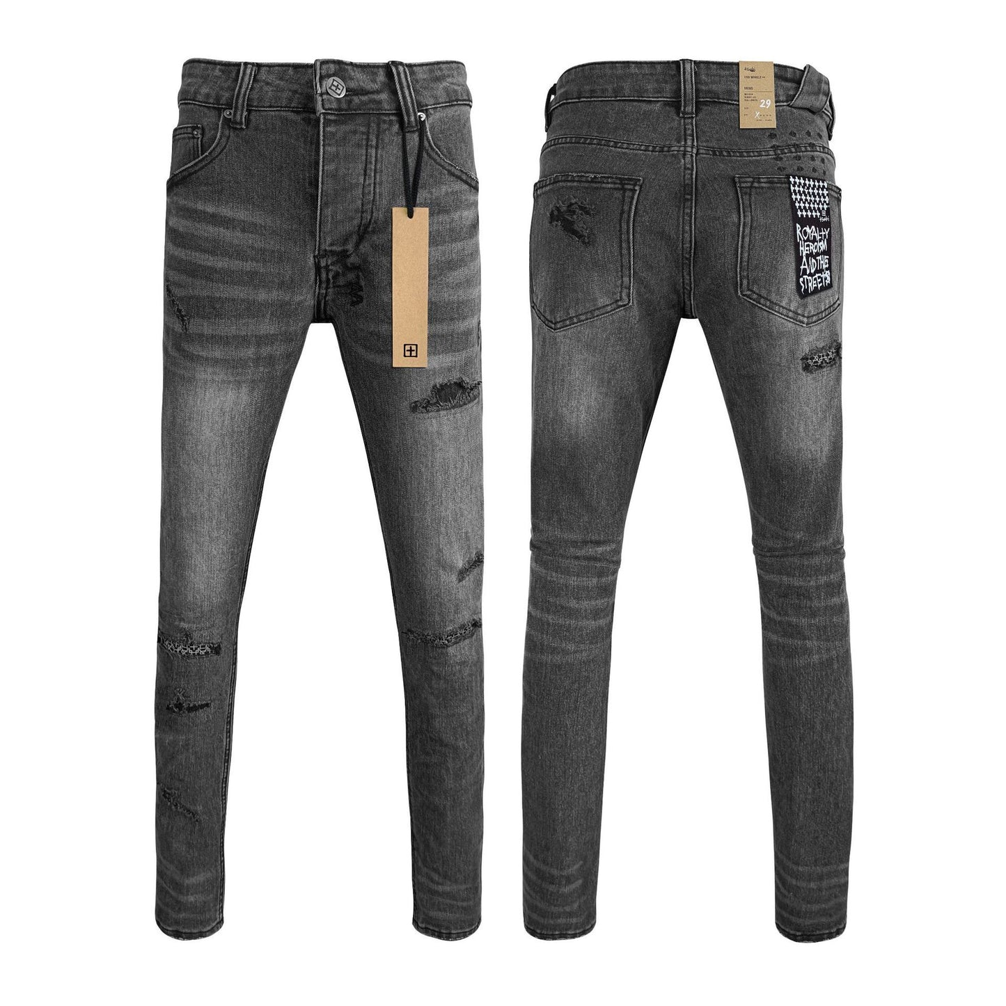 Straight Ripped Stretch American High Street Casual Men's Pants