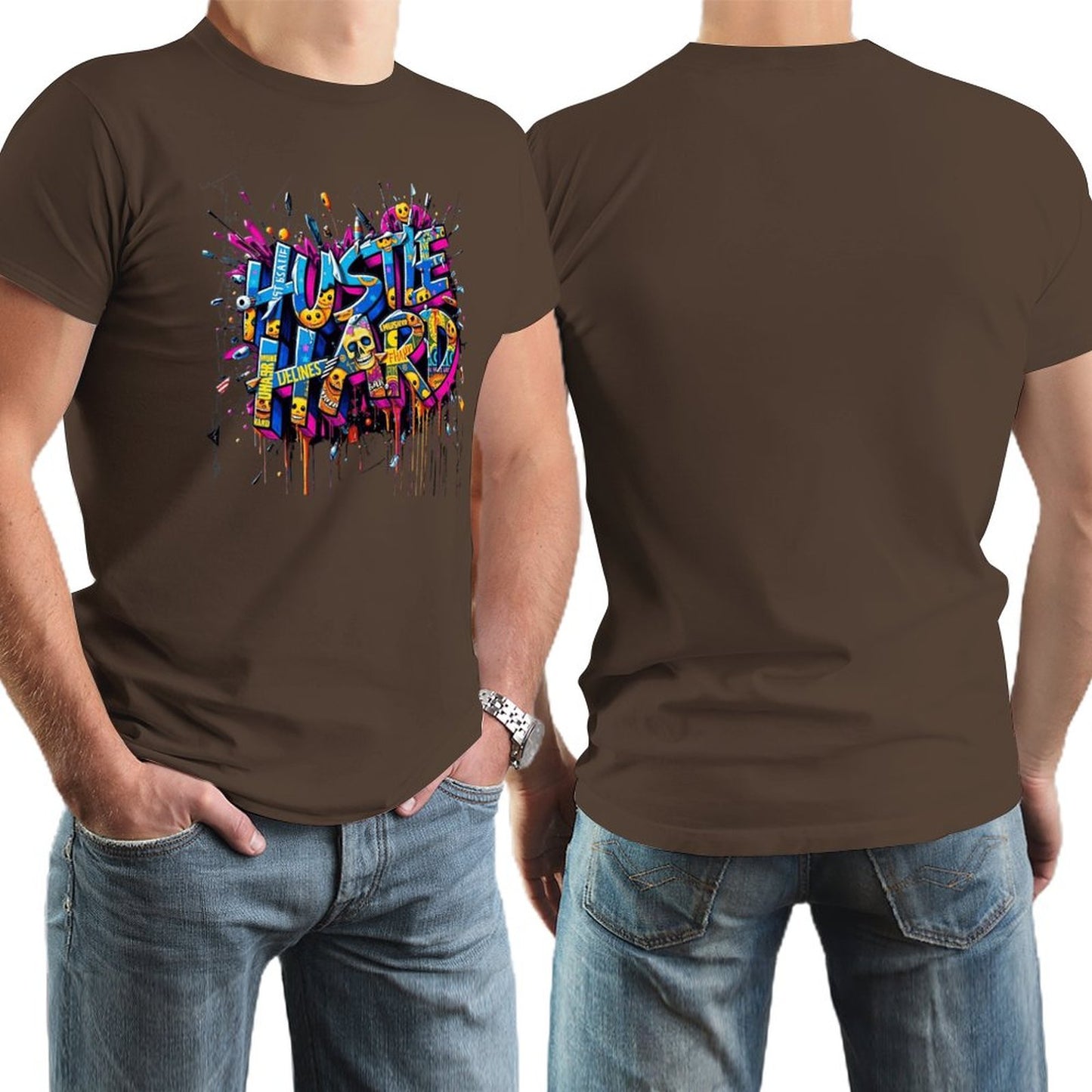 Men's Tee "Hustle Hard" Streetwear Design