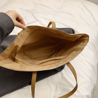 Contrast Straw Braided Handbag - Munsieur