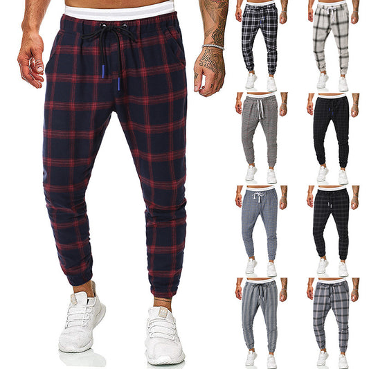 Men's Fashion Checkered Casual Style Joggers