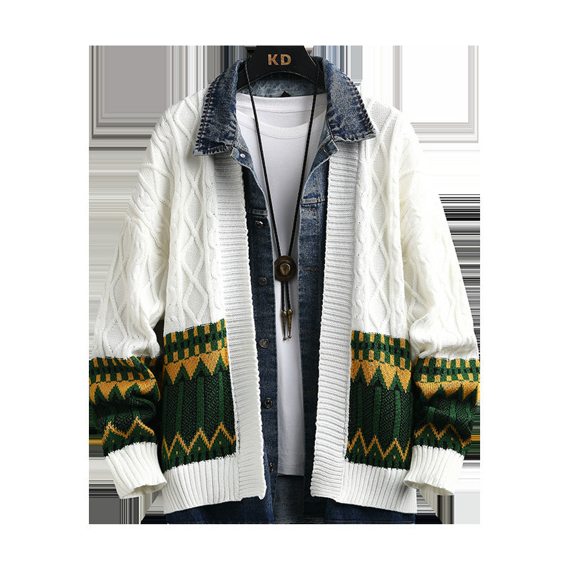 Men's Clothing Fashion Polo Collar Hoodie Cardigan