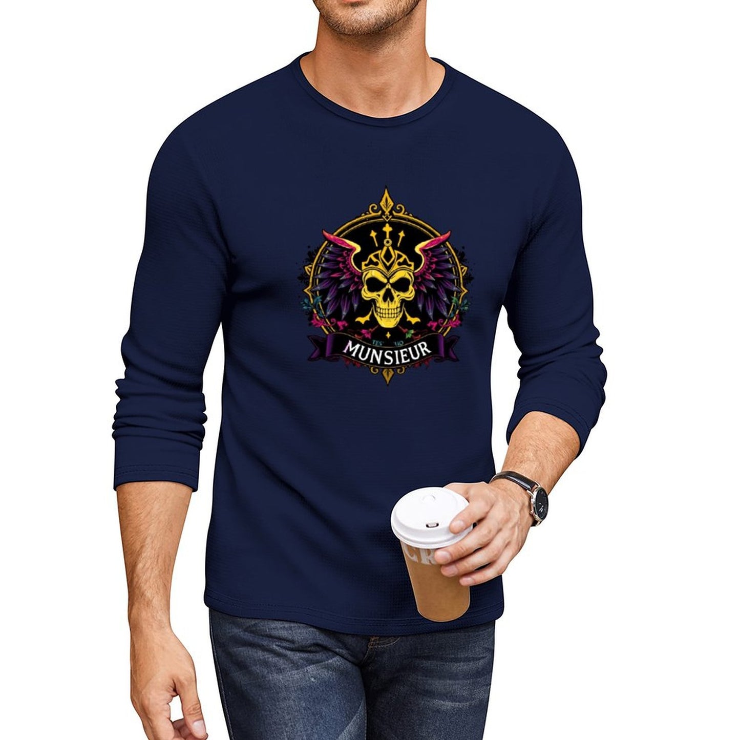 Munsieur Long Sleeve Tee for Men: Ultra-Soft Fabric for All-Day Wear - Munsieur