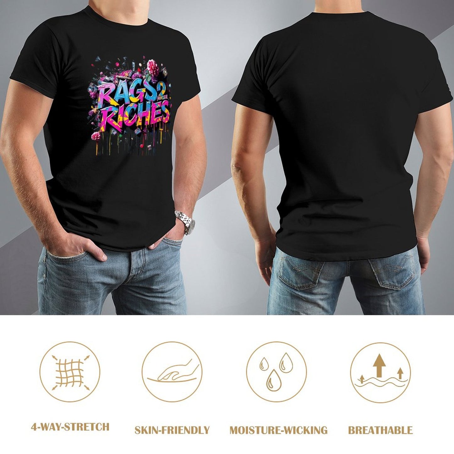 Men's Tee Munsieur Original Design "Rags2Riches" Streetwear Design