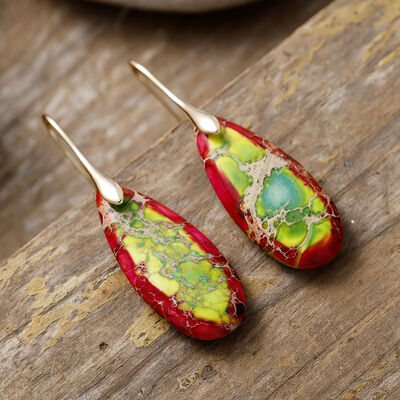 Teardrop Shape Natural Stone Dangle Earrings - Munsieur