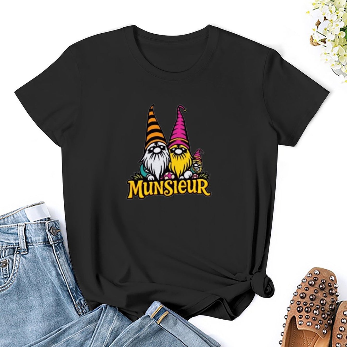 Munsieur Women's Designer T-shirt "Gnomes" Streetwear for Her