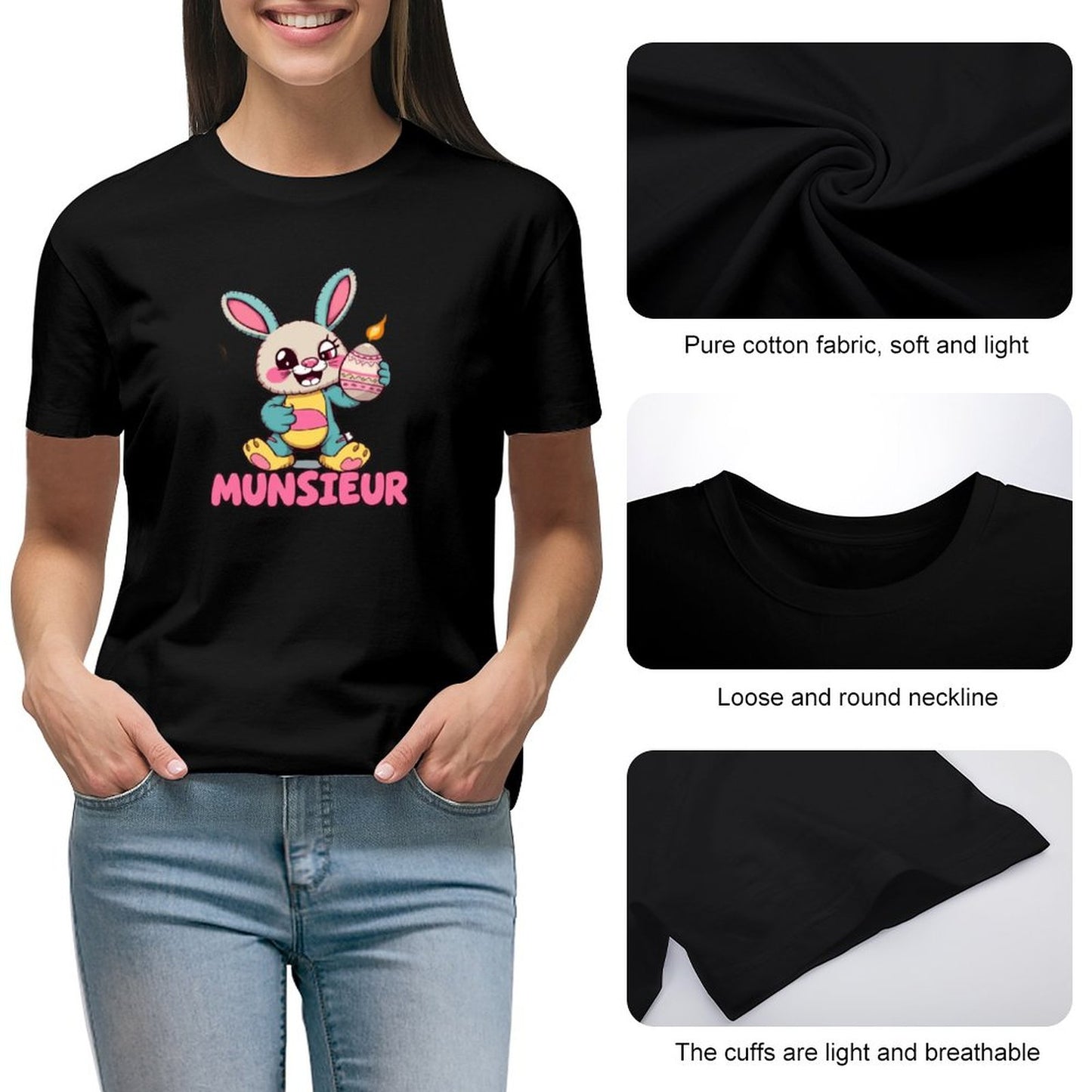 Easter Collection Munsieur Brand T-shirt for Women "Bunny Boom" Designer Streetwear for Her