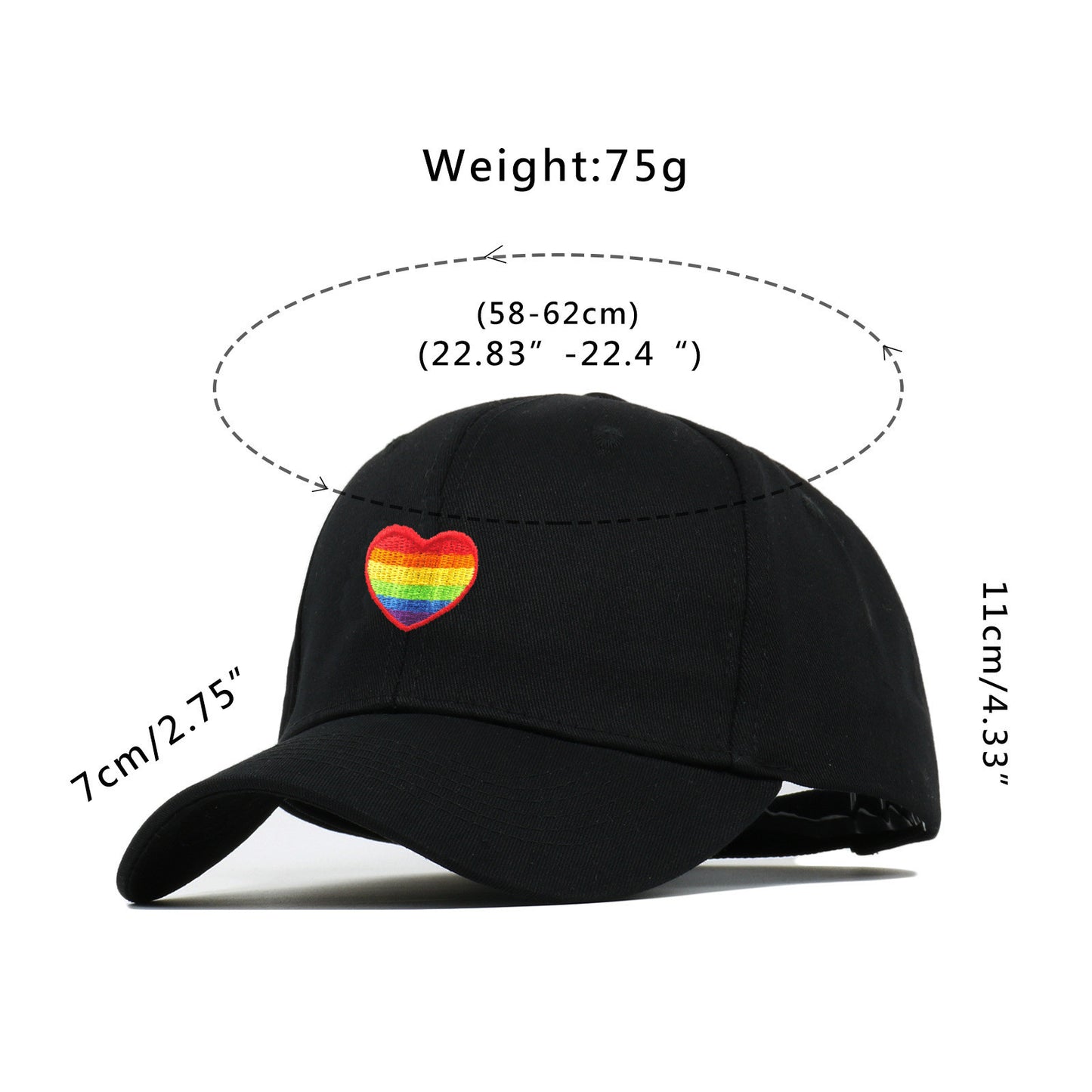 Men's Fashion Rainbow Heart Embroidered Outdoor Sun Hat