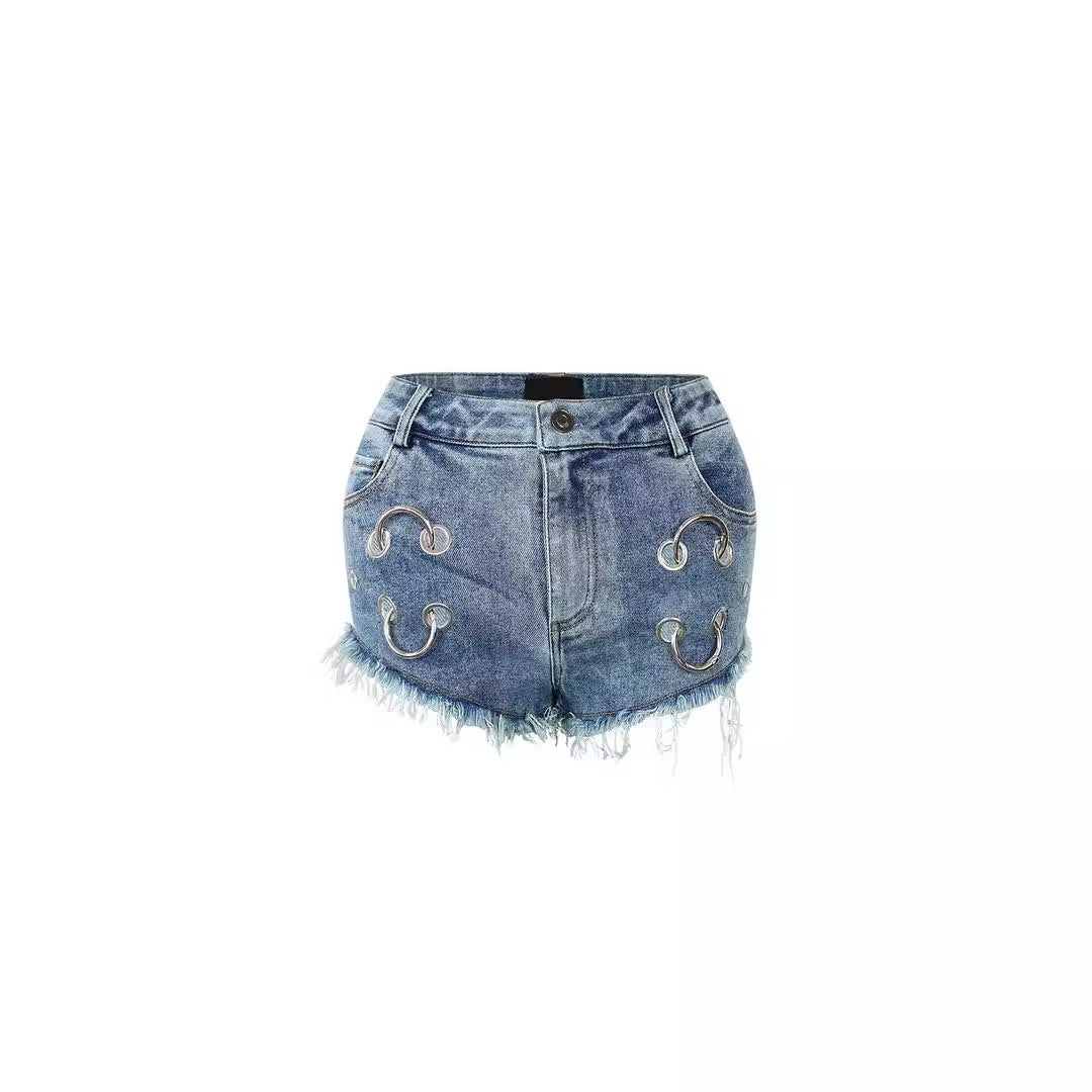 Women's Denim Bottoms Metal Ring