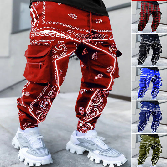 Men's Bandanna Print Casual Wide-Leg Harem Pants