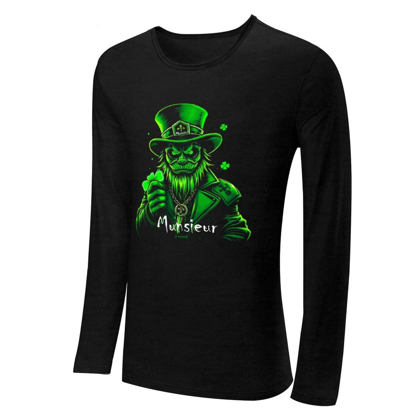 St. Patrick's Day Leprechaun Mafia Men's Crewneck Long Sleeve Tee