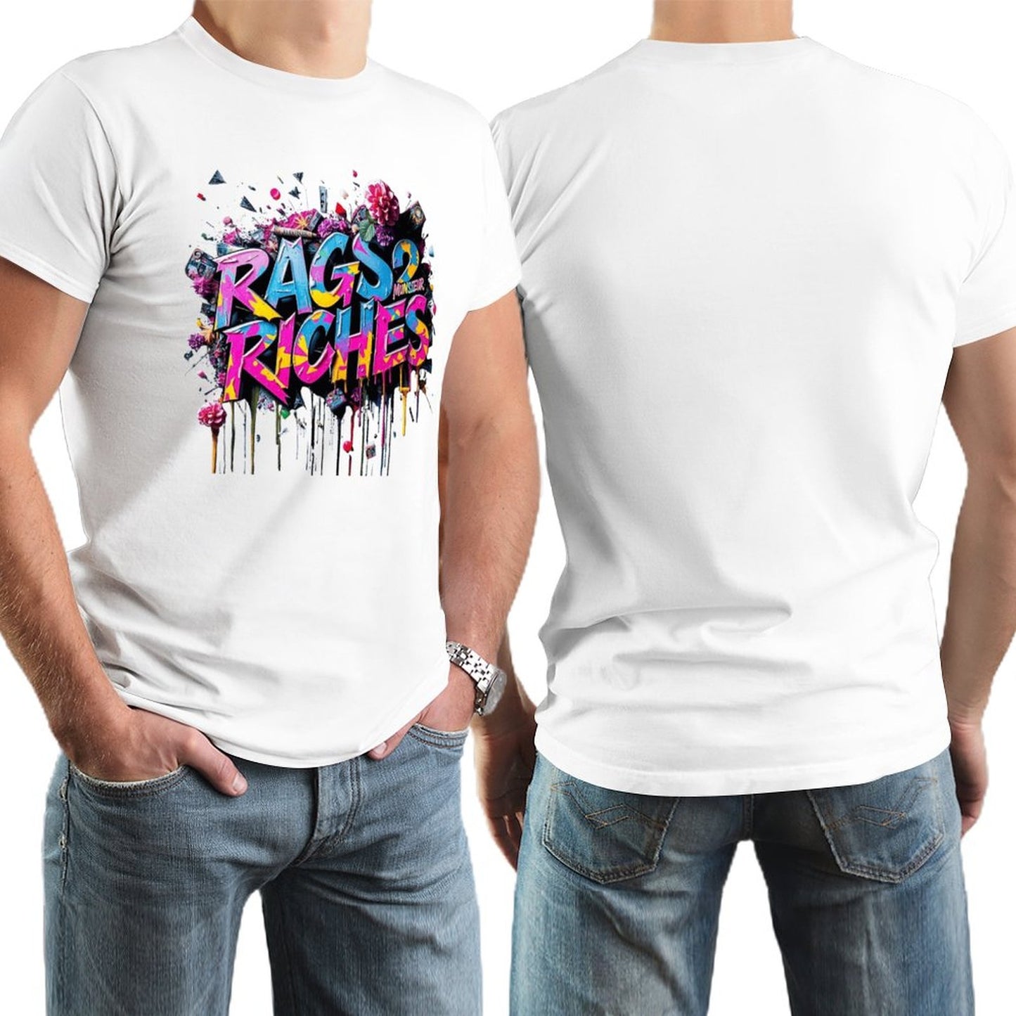 Men's Tee Munsieur Original Design "Rags2Riches" Streetwear Design