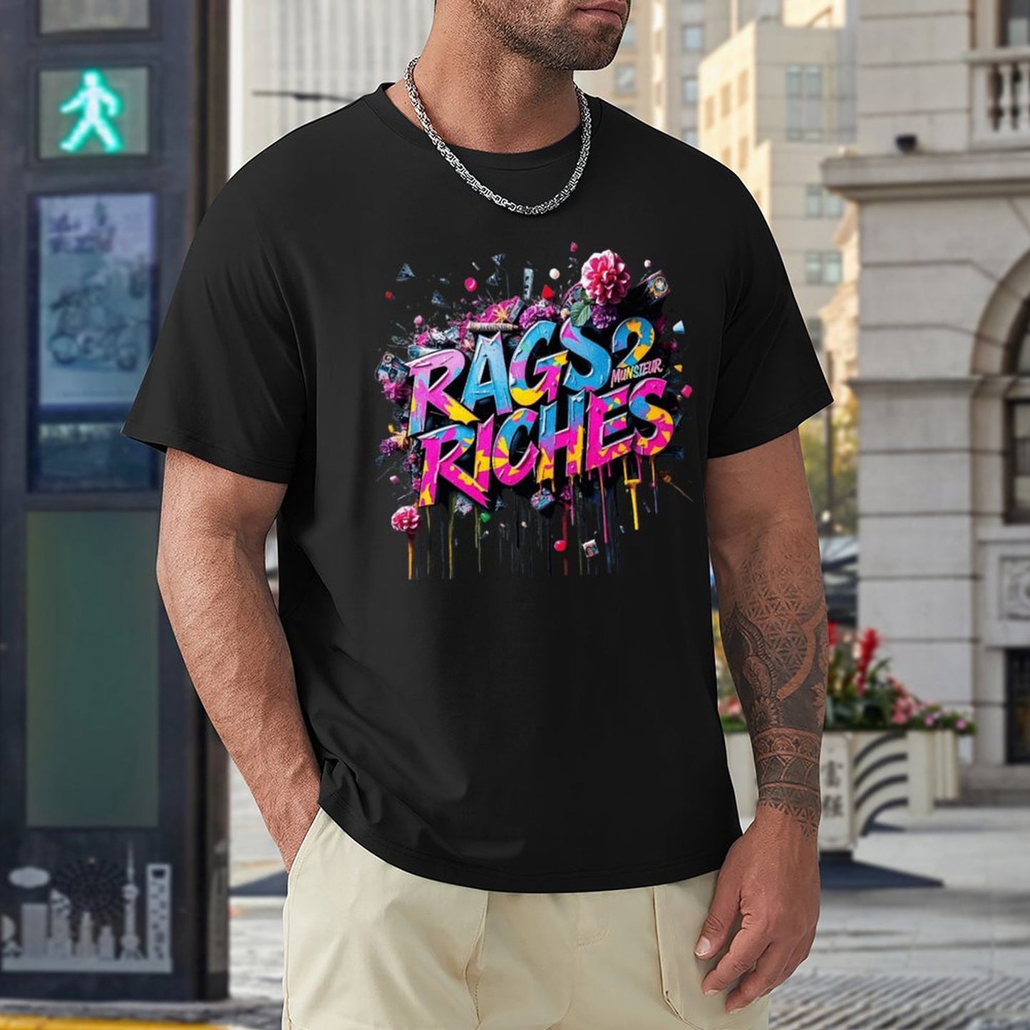 Men's Tee Munsieur Original Design "Rags2Riches" Streetwear Design