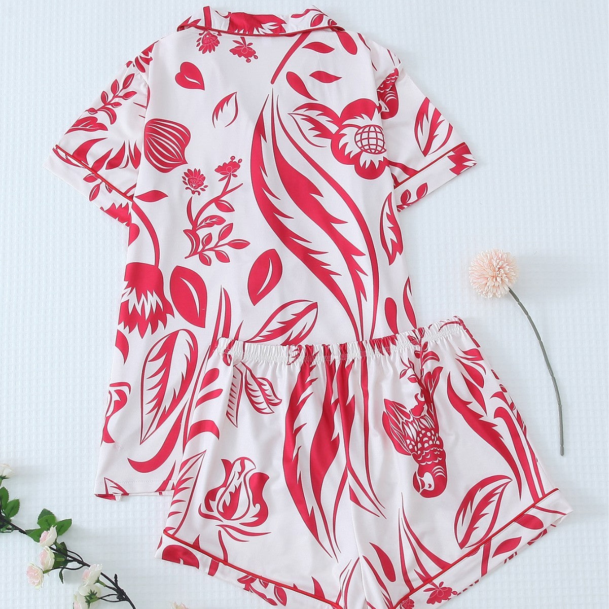 Women's European And American Wearable Bow Print Lingerie Pajamas