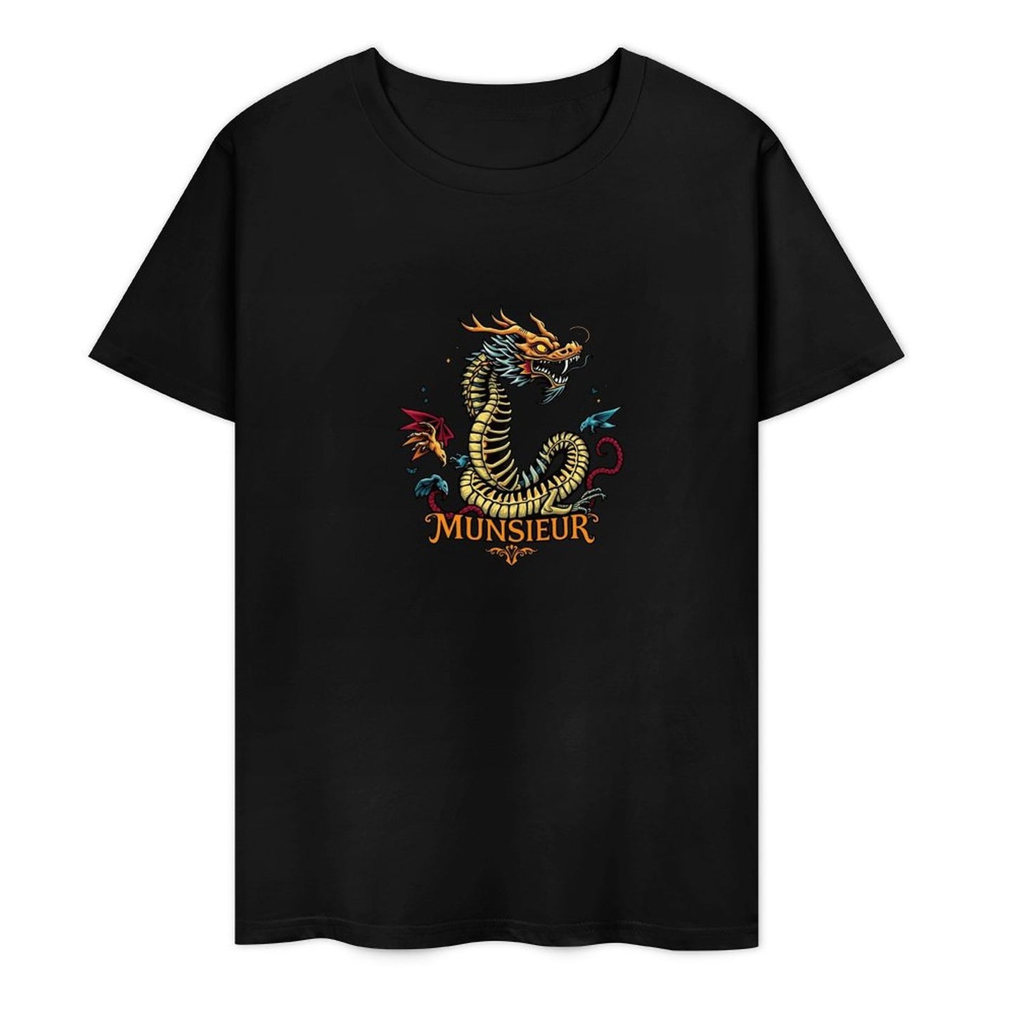 Munsieur Brand Graphic Tee Cotton Men's breathable Dragon Design