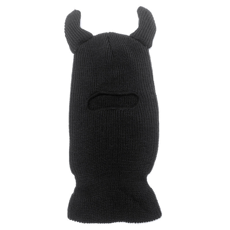 Halloween Wool Hat Mask Horn Single Hole