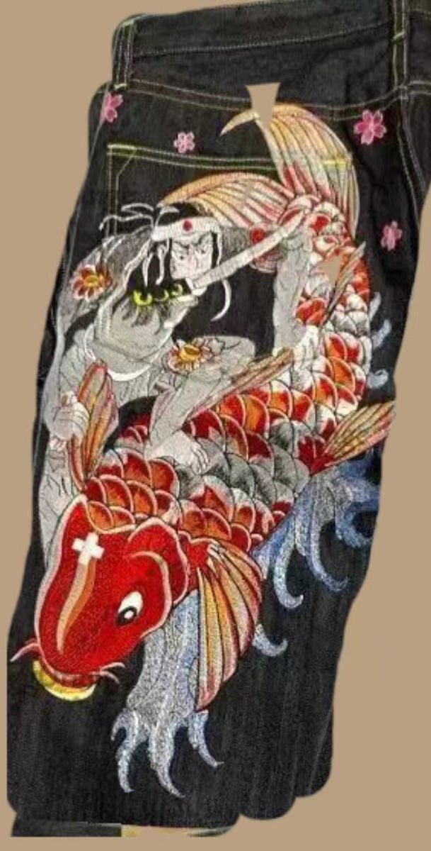 Men's Designer Printed Men's Pants Loose Straight Wide-leg