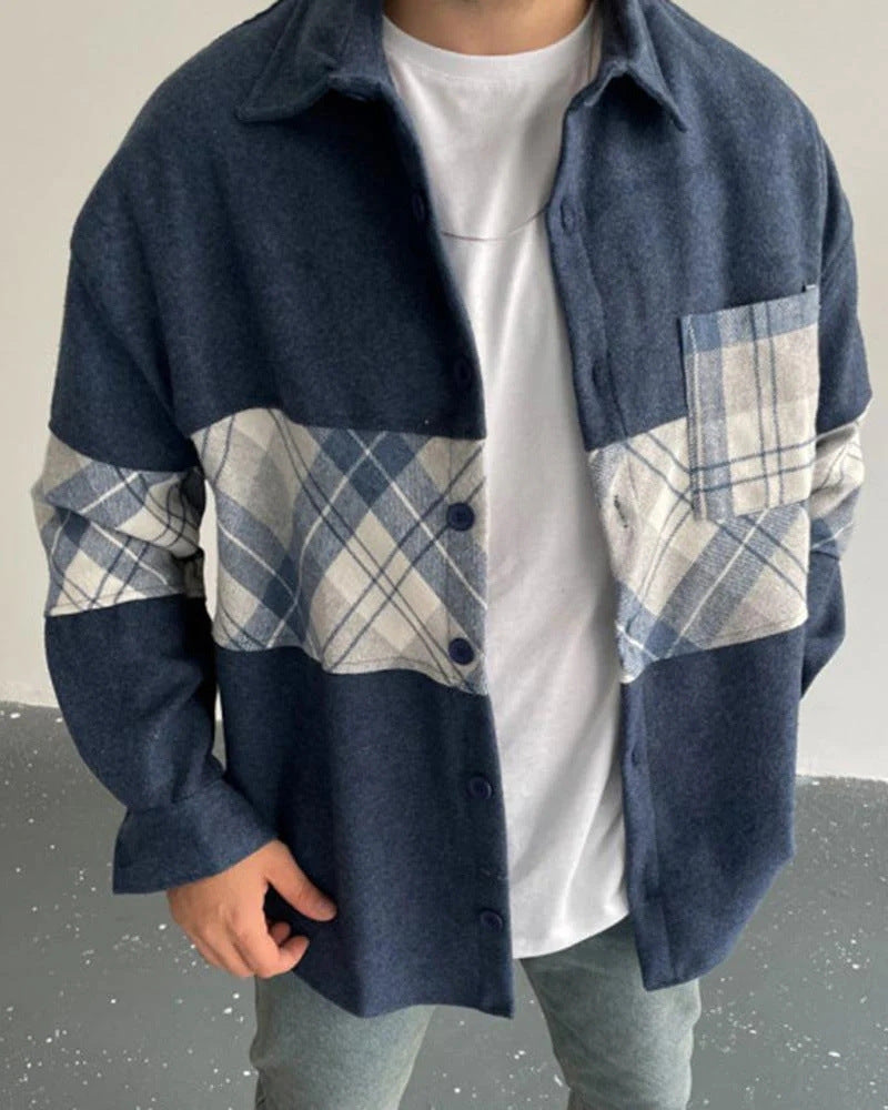 Men's Color Matching 3D Digital Printed Coat