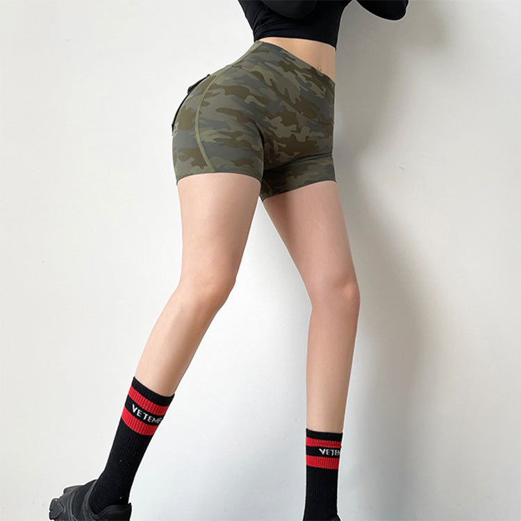 Summer Camouflage Workwear Pocket Fitness Bottoms For Women