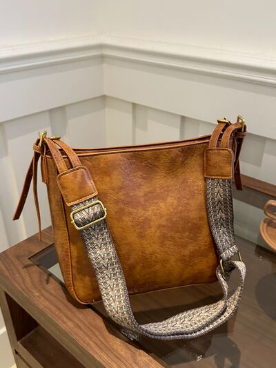 PU Leather Adjustable Strap Crossbody Bag with Pouch - Munsieur