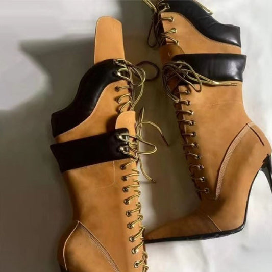 Women's Fashion Double-layer Lace-up Boots - Munsieur