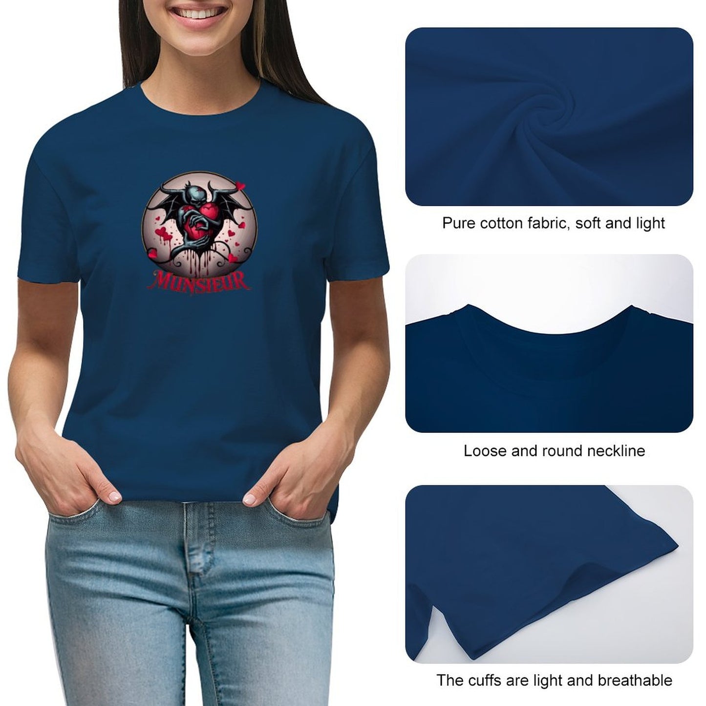 Munsieur T-Shirt for Women: Classic Simplicity with a Modern Edge for Her - Munsieur