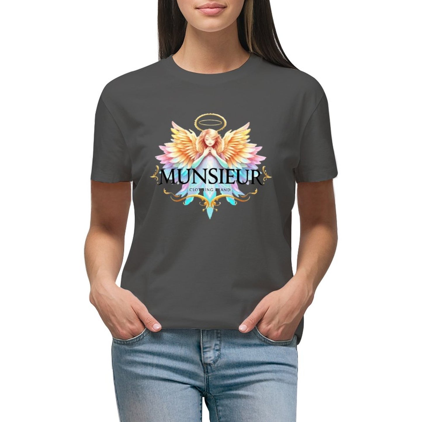 Munsieur Designer T-shirt for Women "Angel" Drip With Confidence Streetwear for Her
