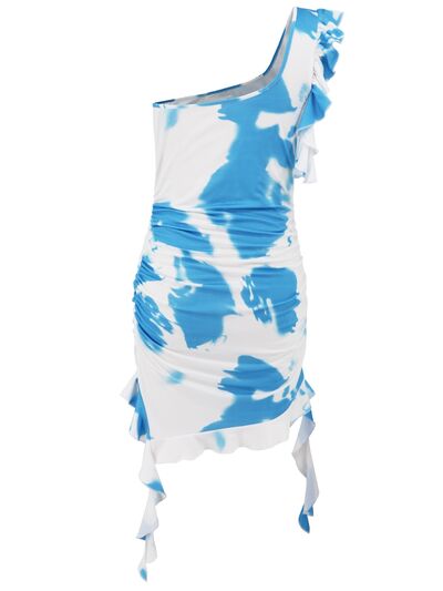 Ruffled Single Shoulder Mini Dress - Munsieur